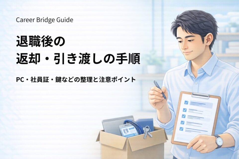 退職代行を利用した場合の会社貸与物の返却と私物回収の流れをイメージした図